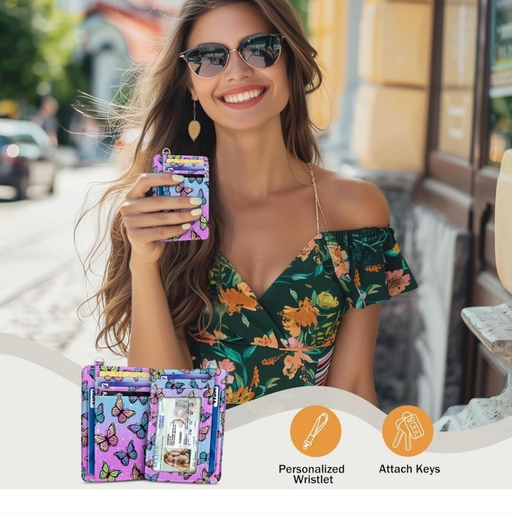 Butterfly Pattern Phone Wallet Case - Picture 4 of 6